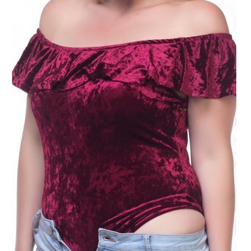 Ruffled cold shoulder bodysuit